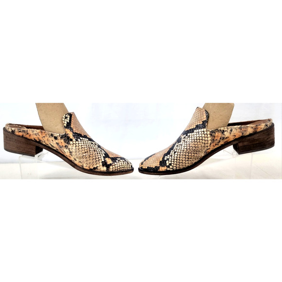 Frye Snakeskin Embossed Leather Mules 7.5M Western Slip-On Block Heel Mexico - Picture 2 of 9